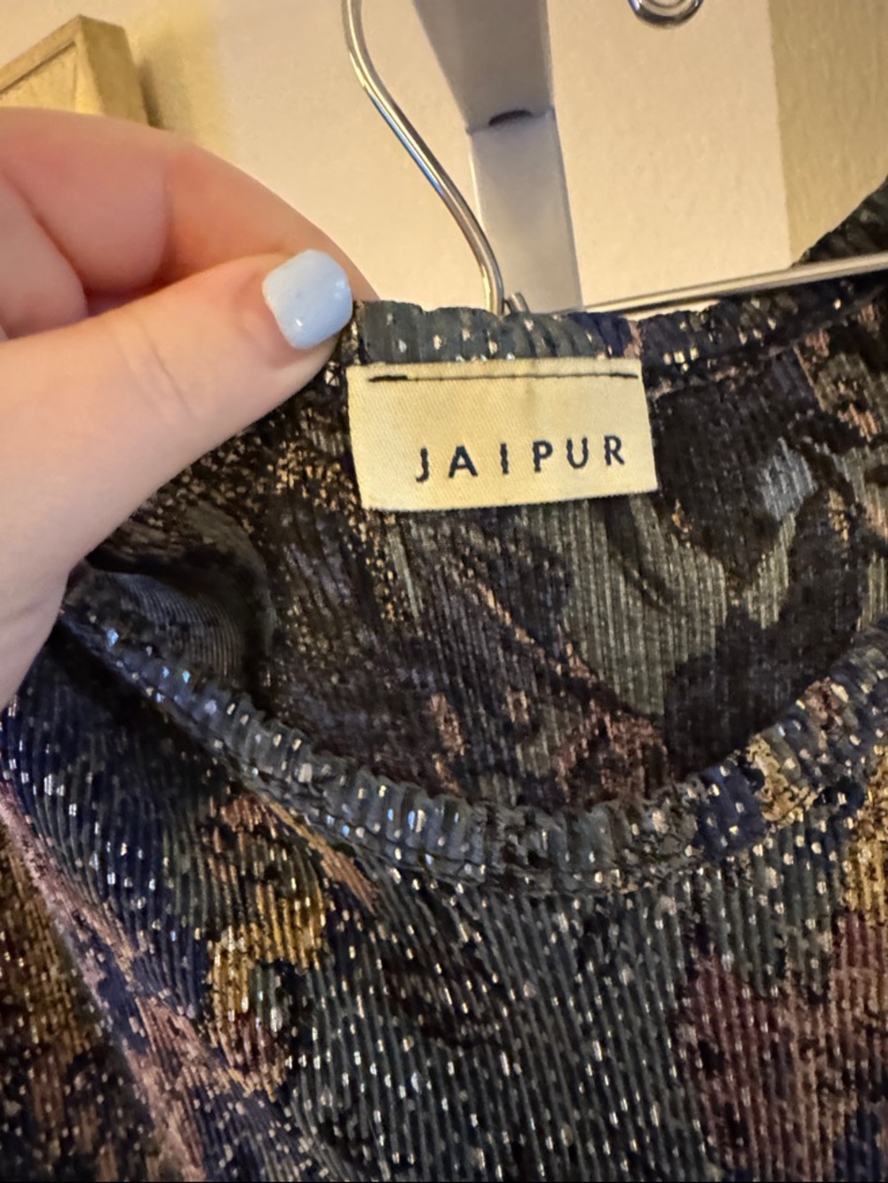 Jaipur Ribbed Multi Color Blouse Large EUC - Picture 2 of 4